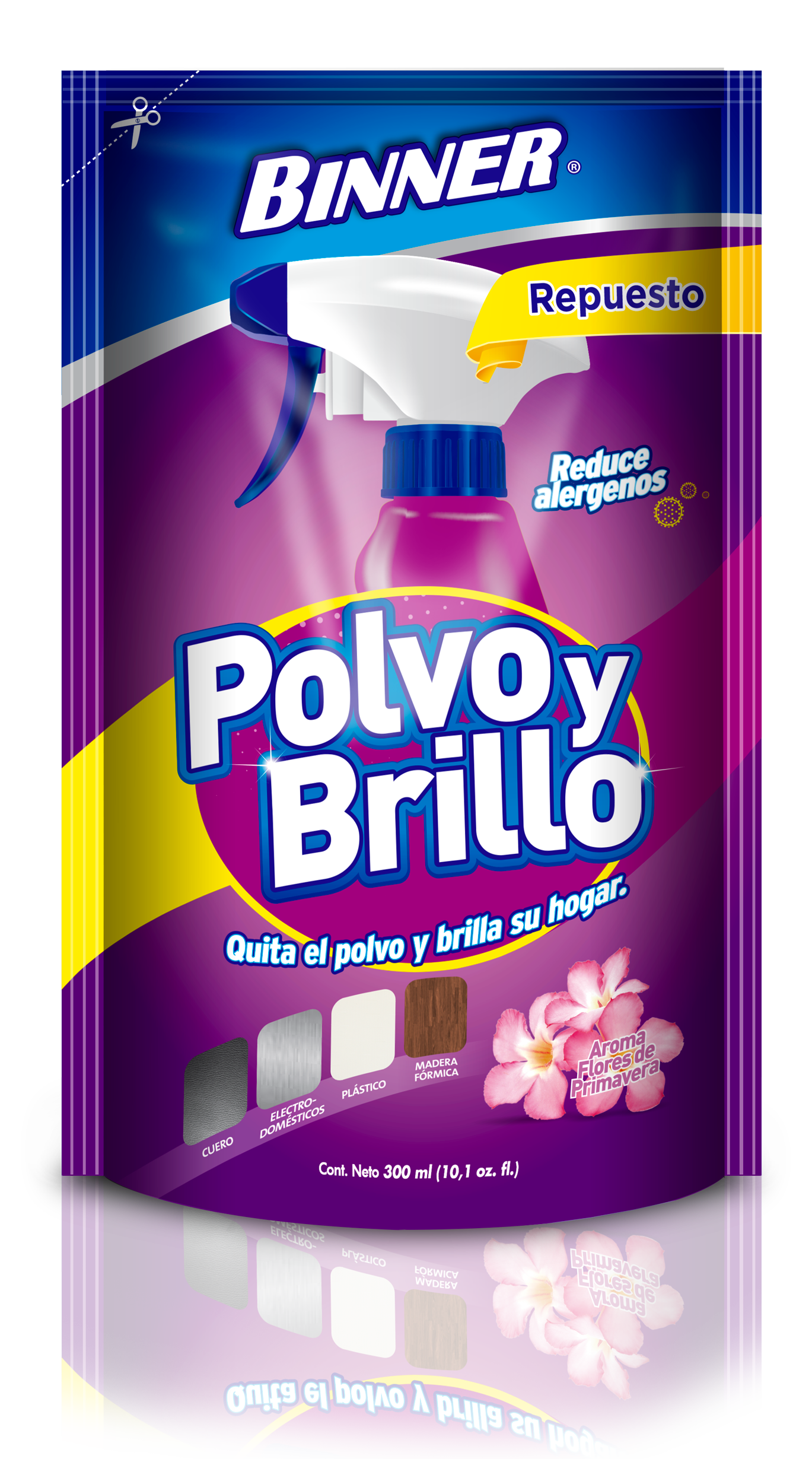 Polvo y Brillo Binner Repuesto 300 ml Flores
