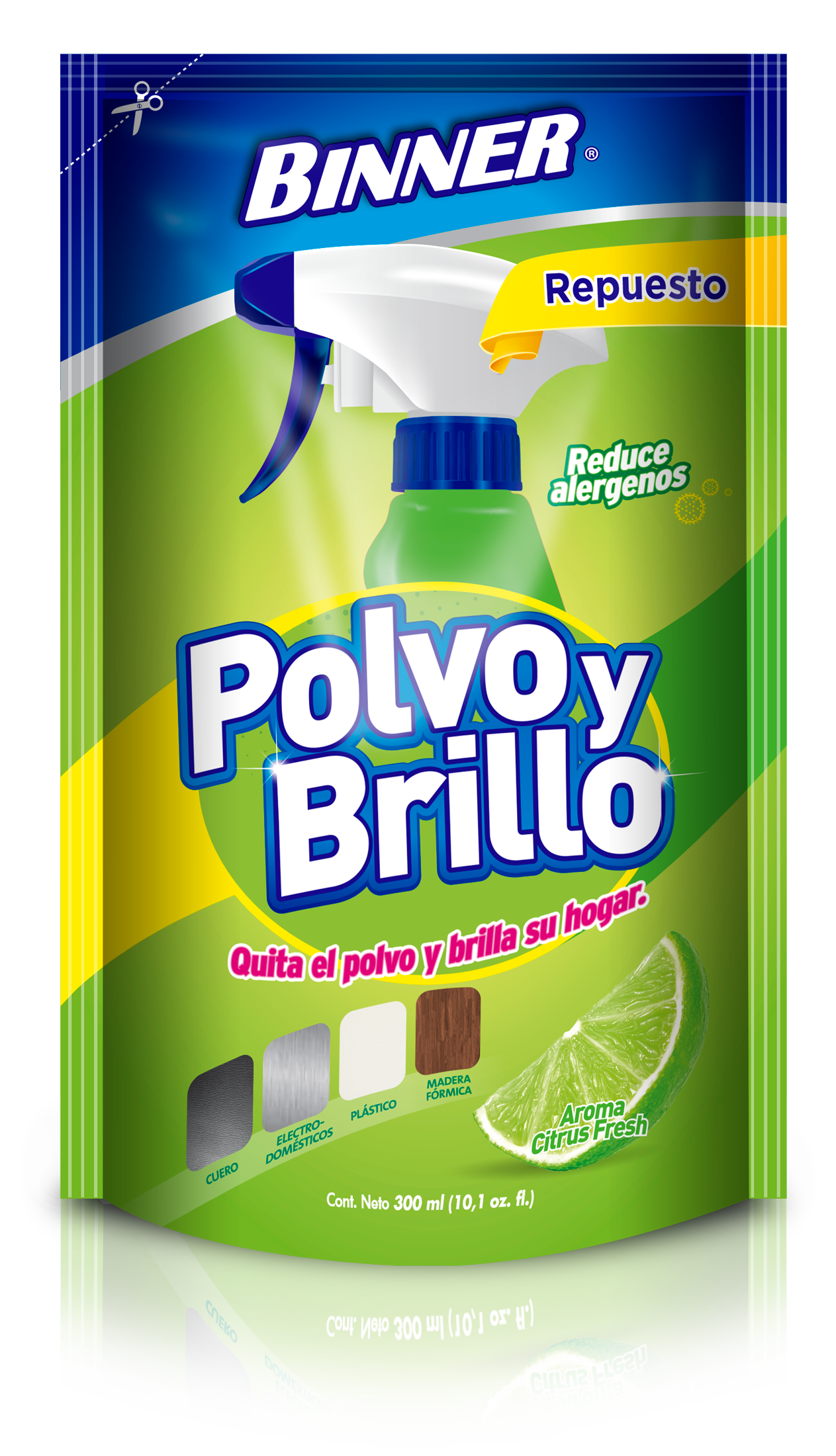 Polvo y Brillo Binner Repuesto 300 ml Citrus Fresh