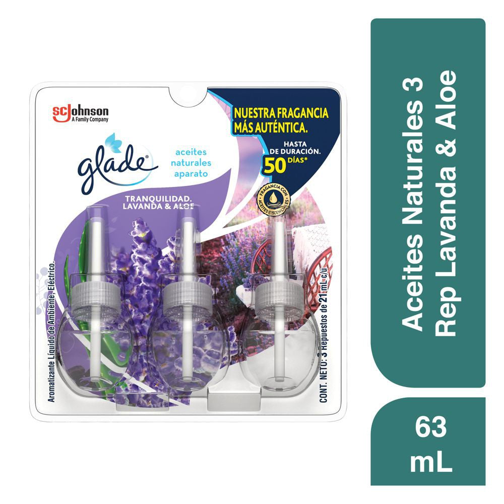 Ambientador Glade Electrico 3 Unidades Repuesto Tranquilidad Lavanda & Aloe Oferta