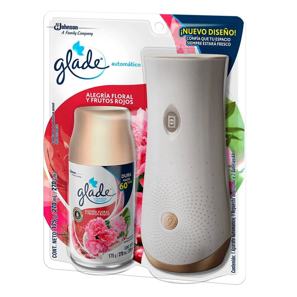 Ambientador Glade Automatico 270 ml + Aparato Floral Y Frutos Rojos
