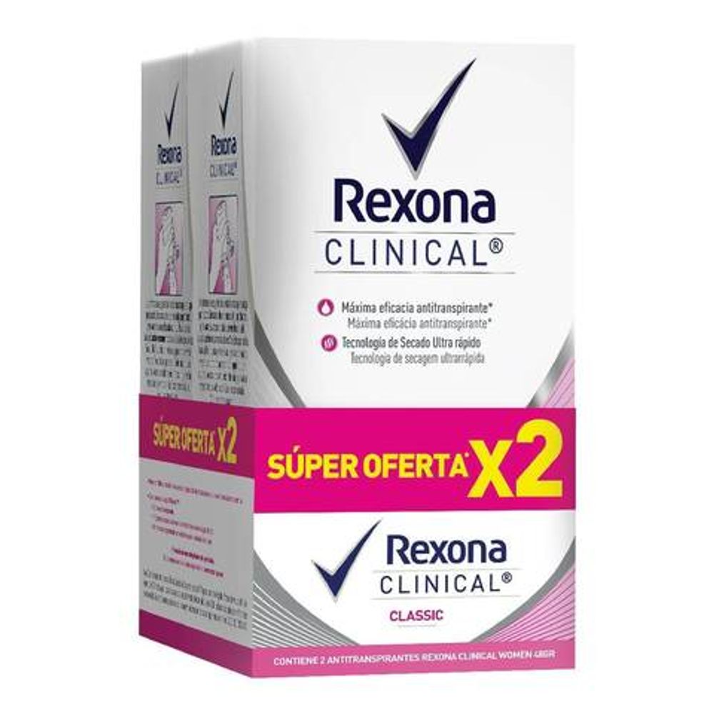 Desodorante Rexona Clinical Crema Dama 48 gr 2 Unidades Classic Oferta