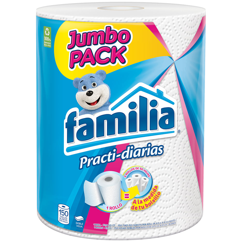 Toalla Cocina Familia Practi-Diaria Jumbo 150 Hojas