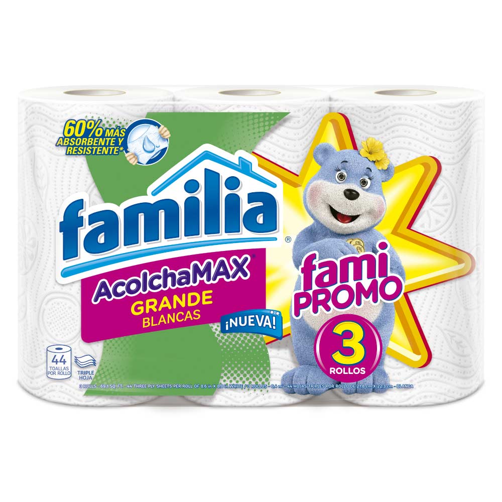 Toalla Cocina Familia Acolchamax Grande 3 Rollos