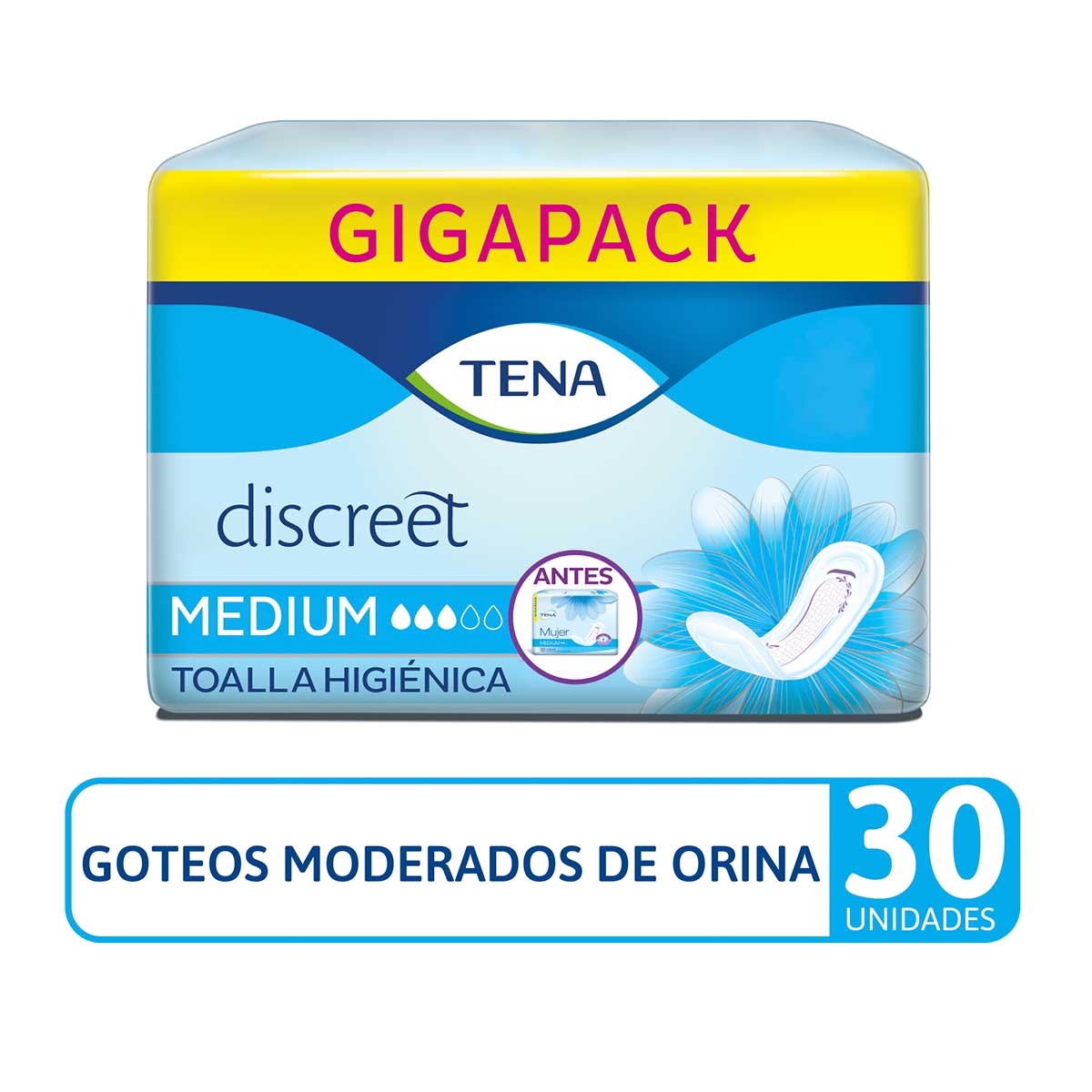 Toallas Higienicas Tena 30 Unidades Medium