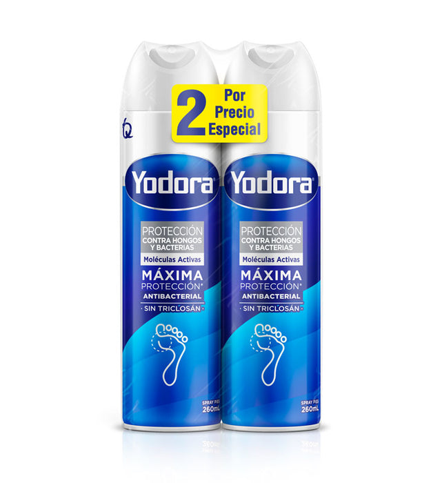 Talco Yodora Aerosol 260 ml 2 Unidades Maxima Proteccion Oferta