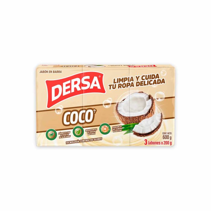 Jabon Dersa Coco 200 Gr 3 Unidades