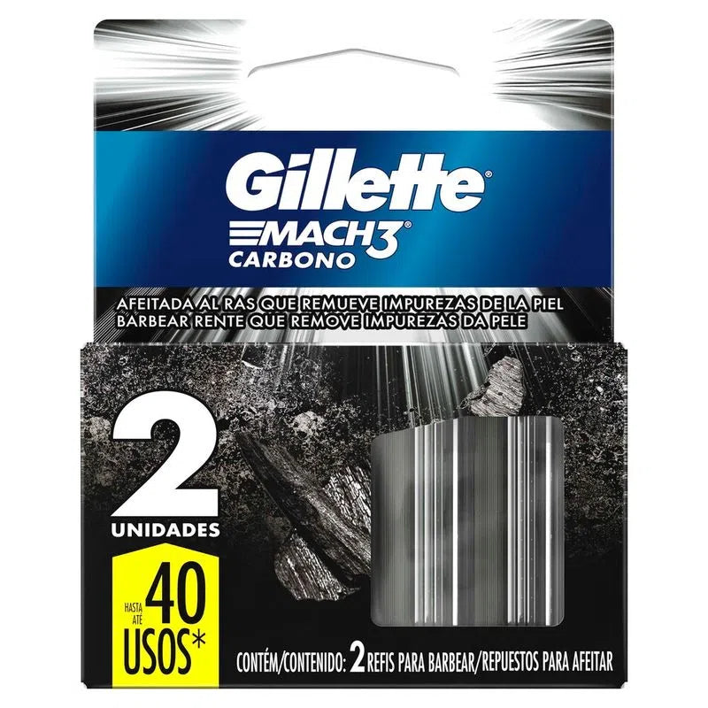 Repuesto Maquina Afeitar Gillette Mach 3 2 Unidades Carbon