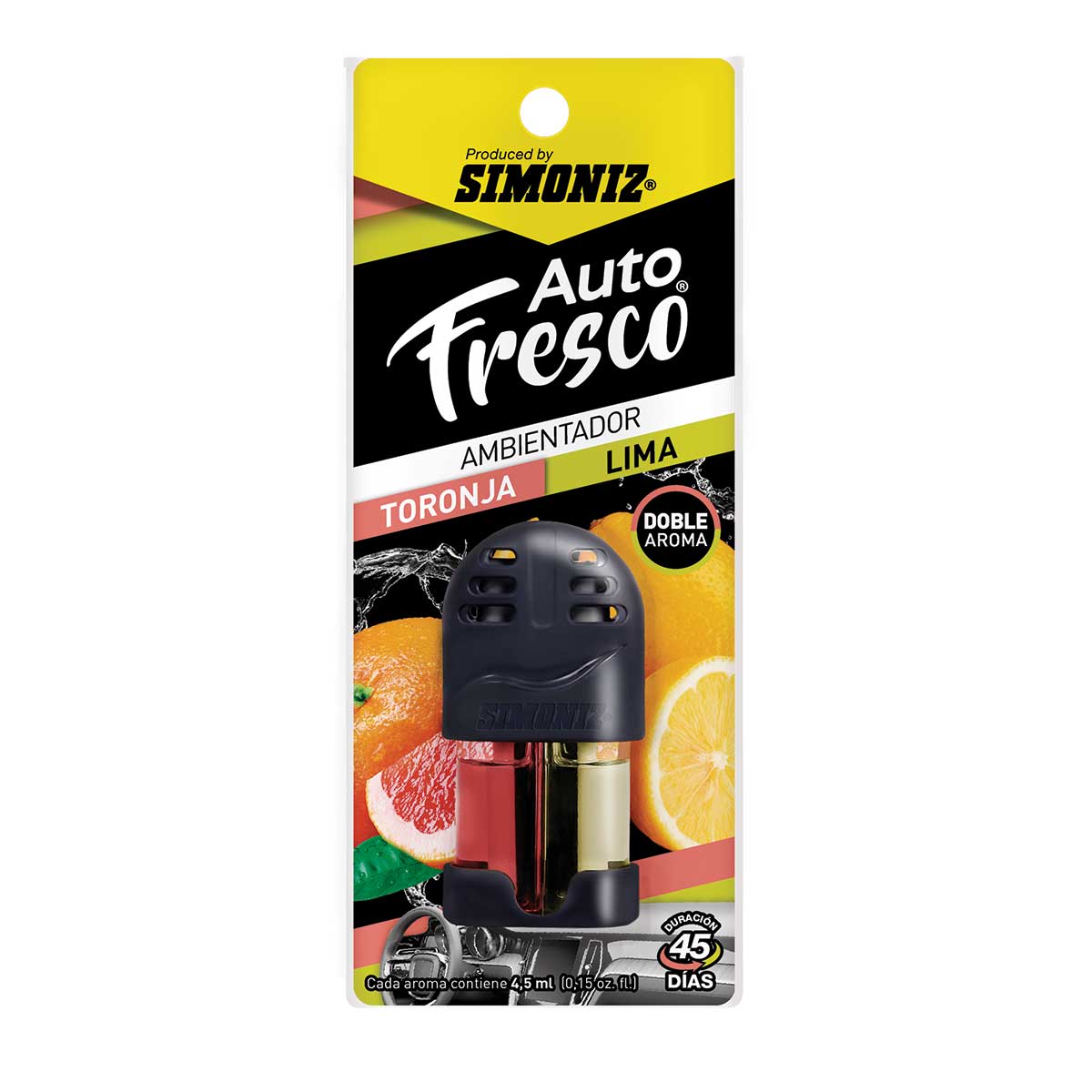 Ambientador Simoniz Auto Fresco Doble Aroma Toronja y Lima