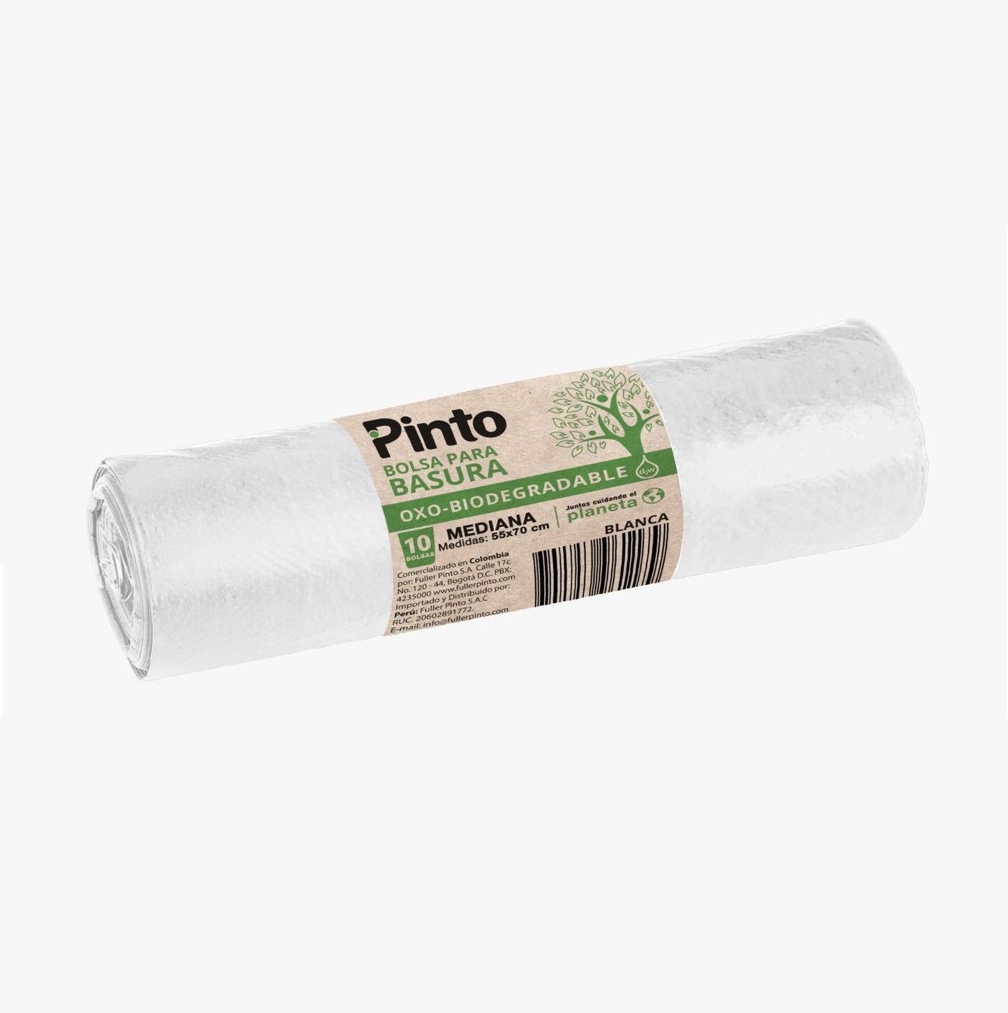 Bolsa Basura Pinto Biodegradable 10 Unidades Mediana 55 x 70 cm Blanca