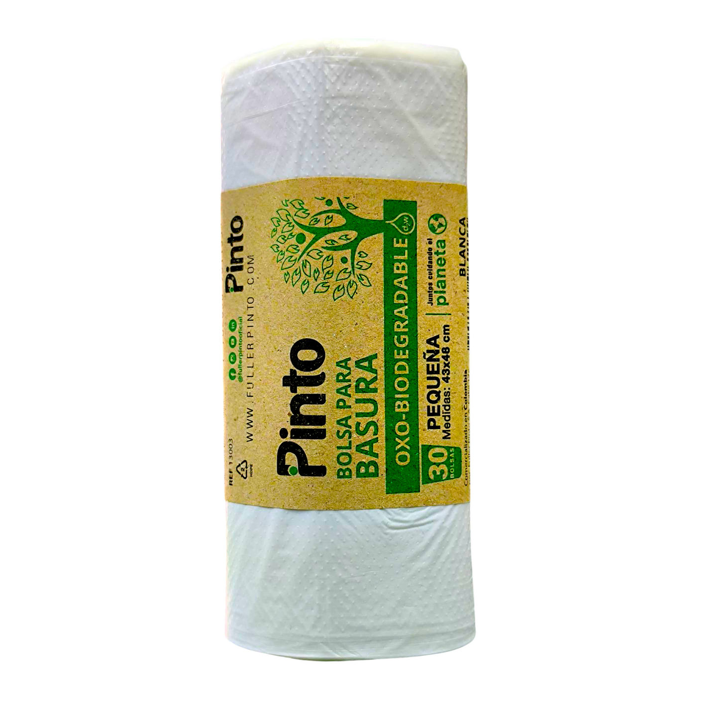Bolsa Basura Pinto Biodegradable 30 Unidades Pequeña 43 x 48 cm Blanca