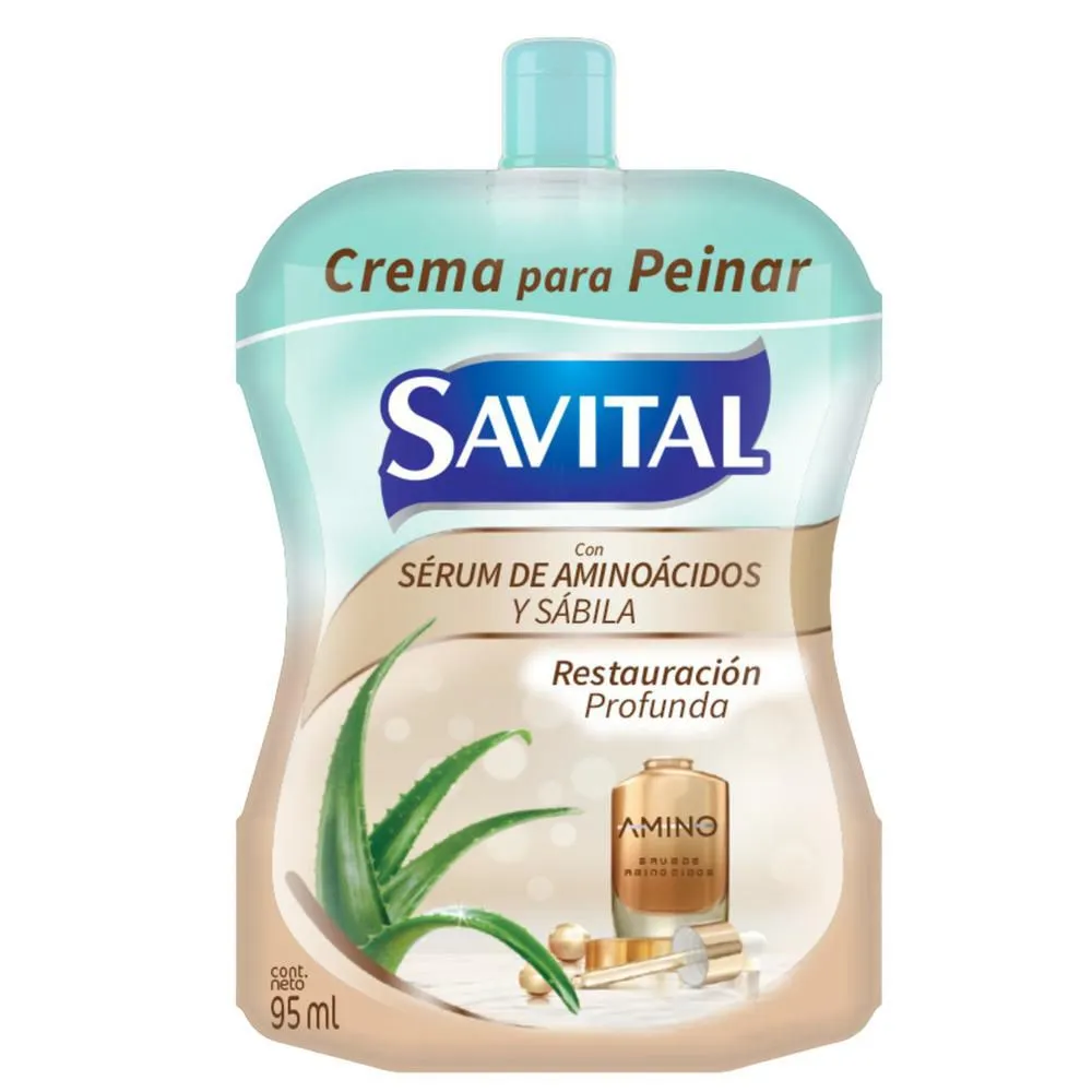 Crema Peinar Savital 95 ml Serum Aminoacidos y Sabila