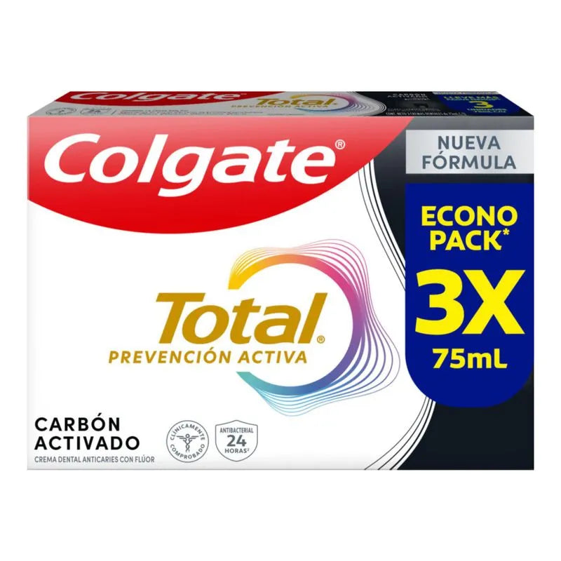 Crema Dental Colgate Total 12 Carbon Activado 3 Unidades 75 ml Oferta