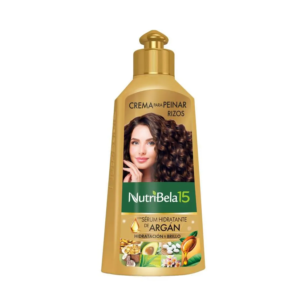 Crema Peinar Rizos Nutribela 300 ml Con Serum Hidratante De Argan