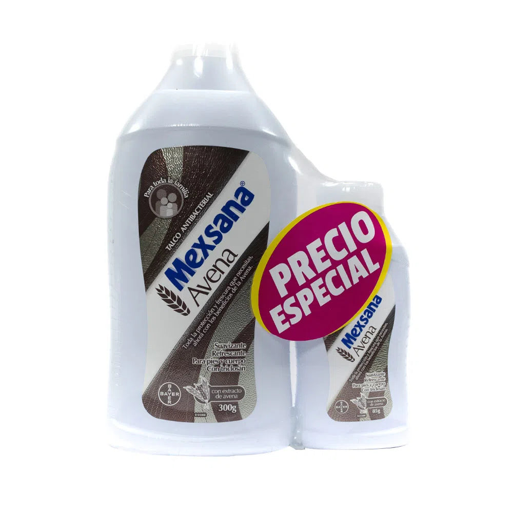 Talco Mexsana 300 Gr + 85 Gr 2 Unidades Avena Oferta