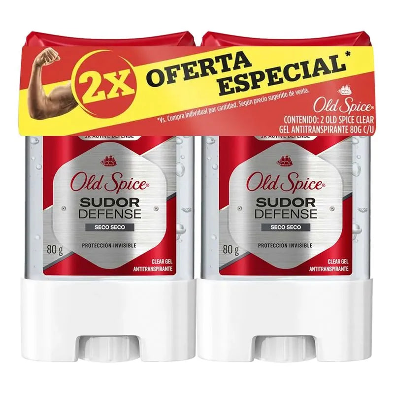 Desodorante Old Spice Gel 80 gr 2 Unidades Sudor Defense Oferta