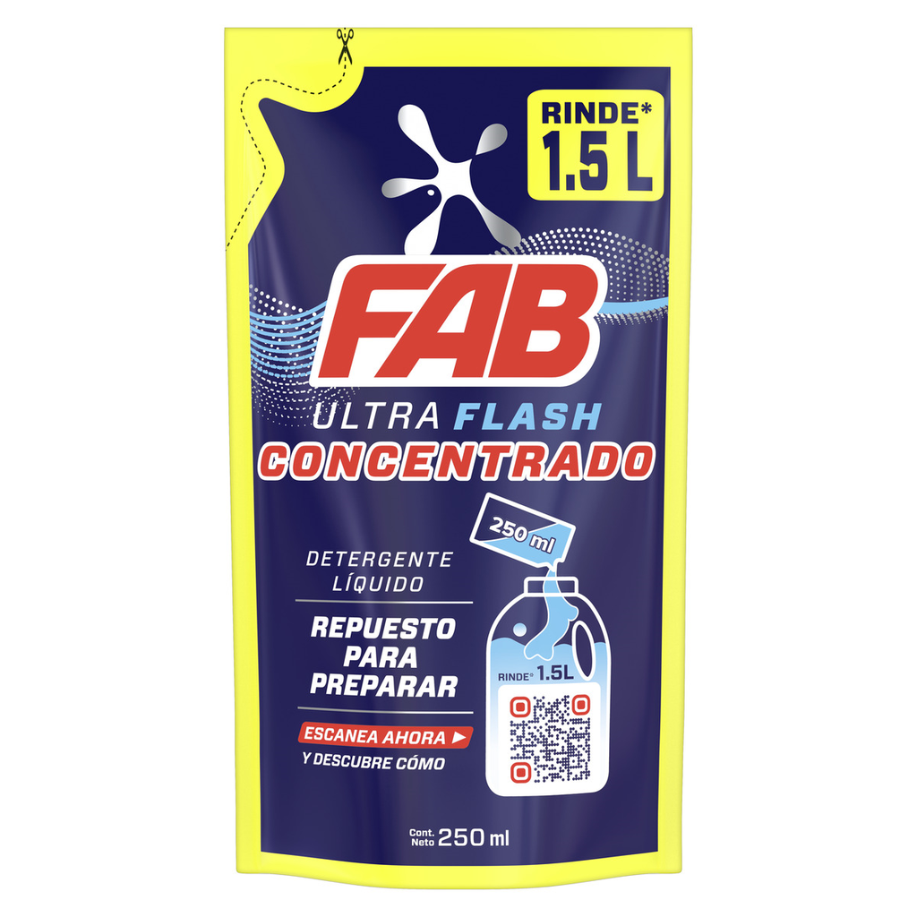 Detergente Liquido Fab 250 ml Ultra Flash Concentrado