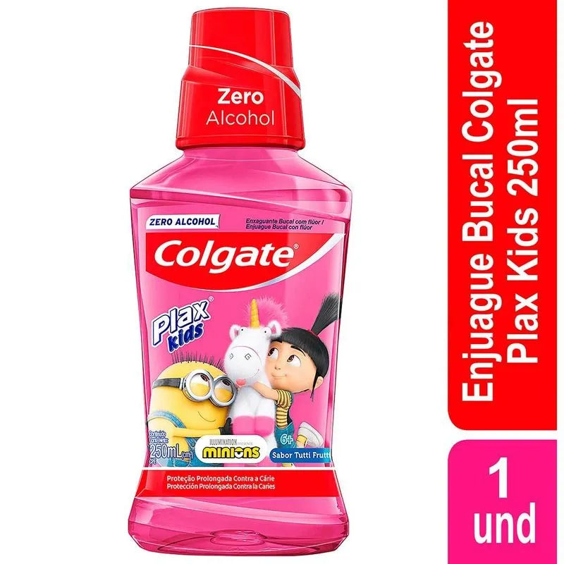 Enjuague Bucal Calgate Plax Kids 250 ml Minions Rosa