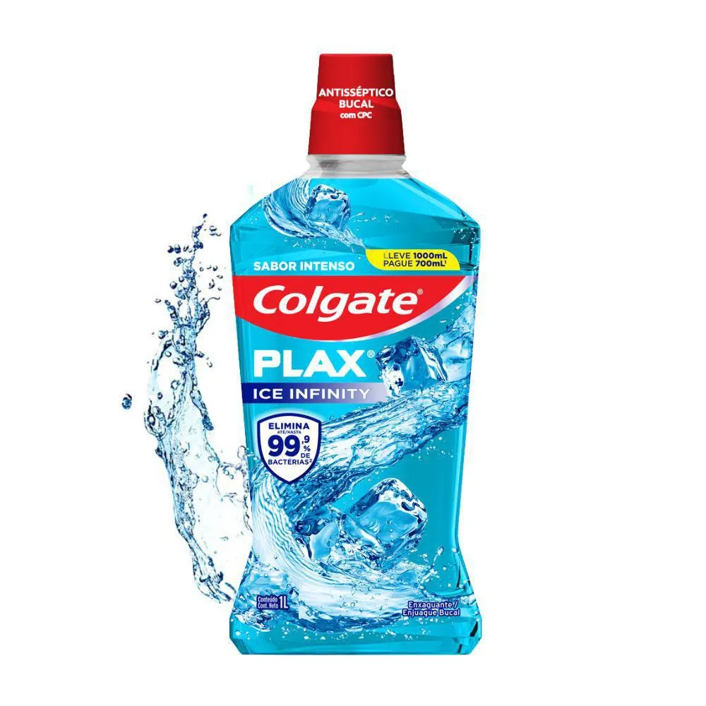Enjuague Bucal Colgate Plax Ice Infinity 1000 ml Sabor Intenso