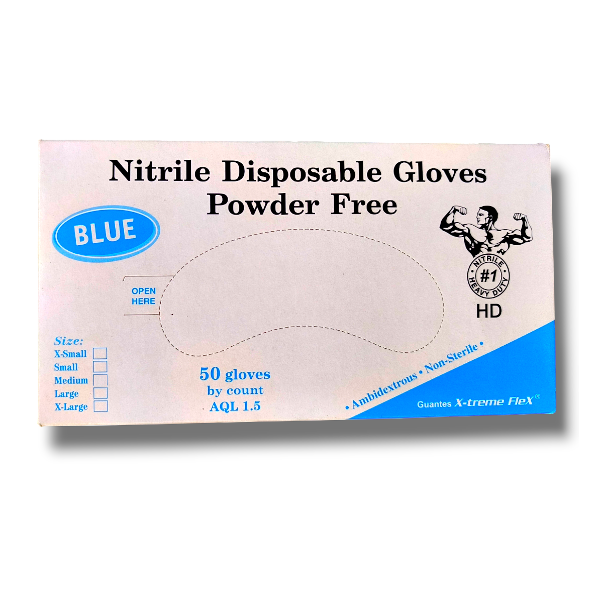 Guante Nitrilo Alto Calibre HD Azul Caja X50 Talla XL