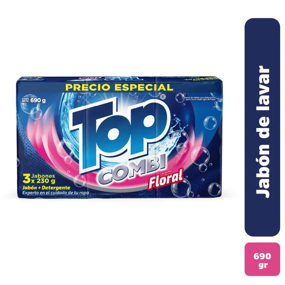 Jabon Barra Top Combi Floral 230 gr x3