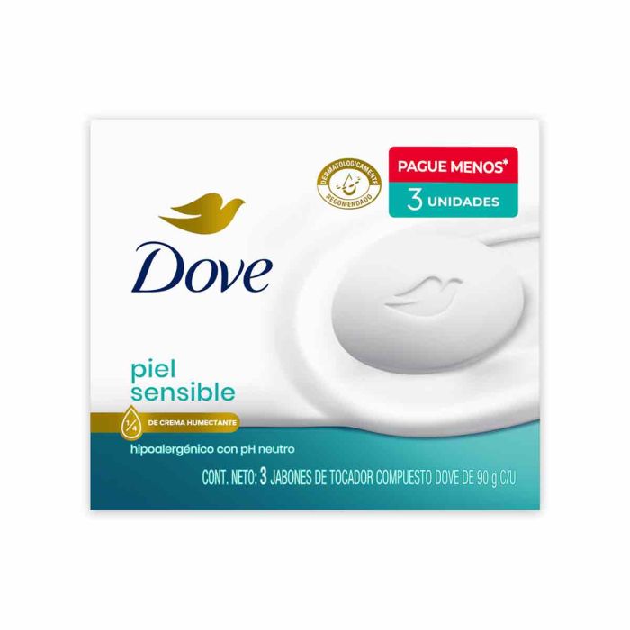 Jabon Dove 90 gr 3 Unidades Piel Sensible Oferta