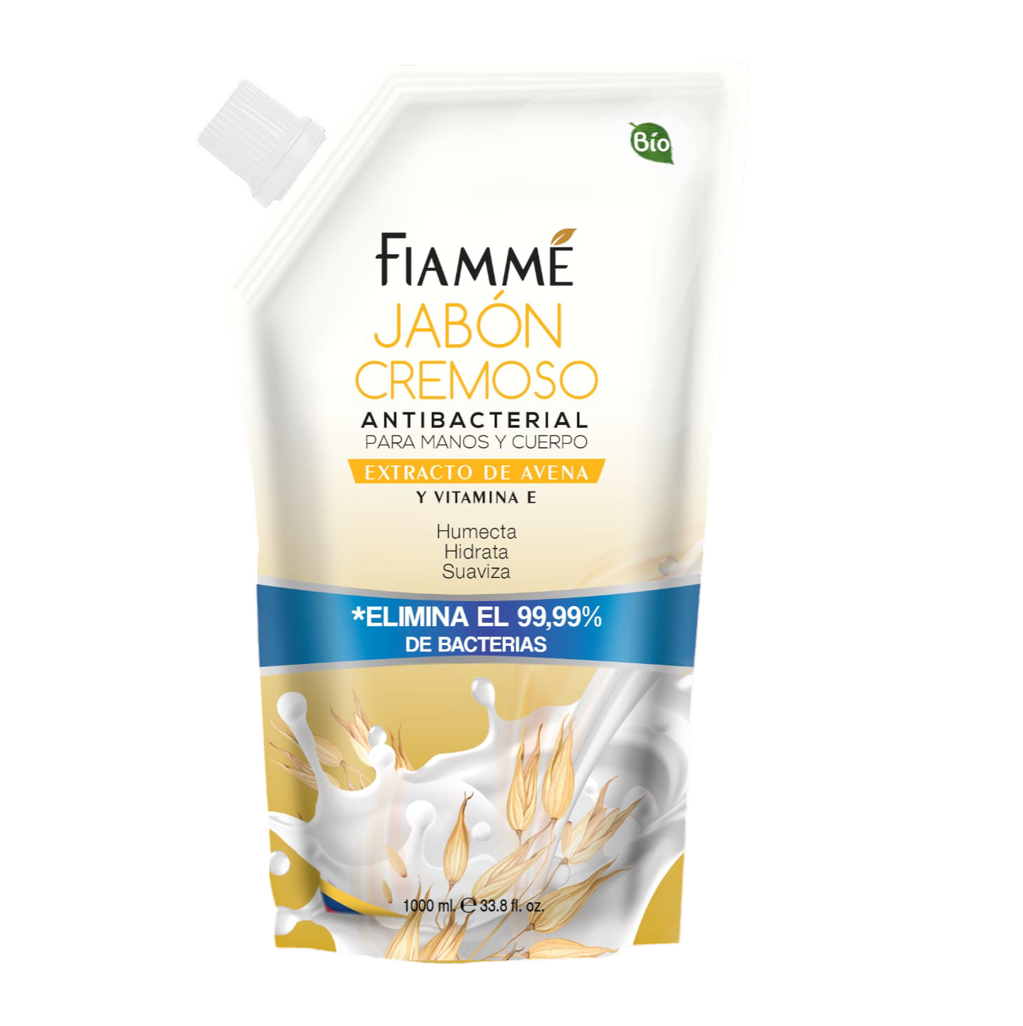 Jabon LIquido Manos Fiamme 1000 ml Avena Y Vitamina E