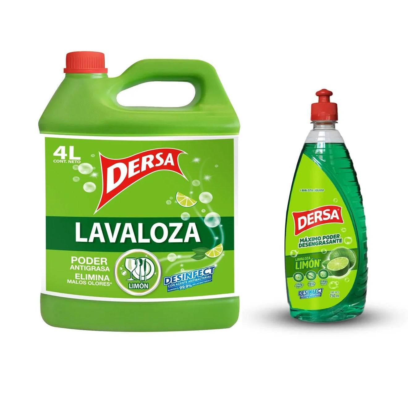 Lavaloza Liquido Dersa 4000 ml Limon + Dispensador 750ml Oferta