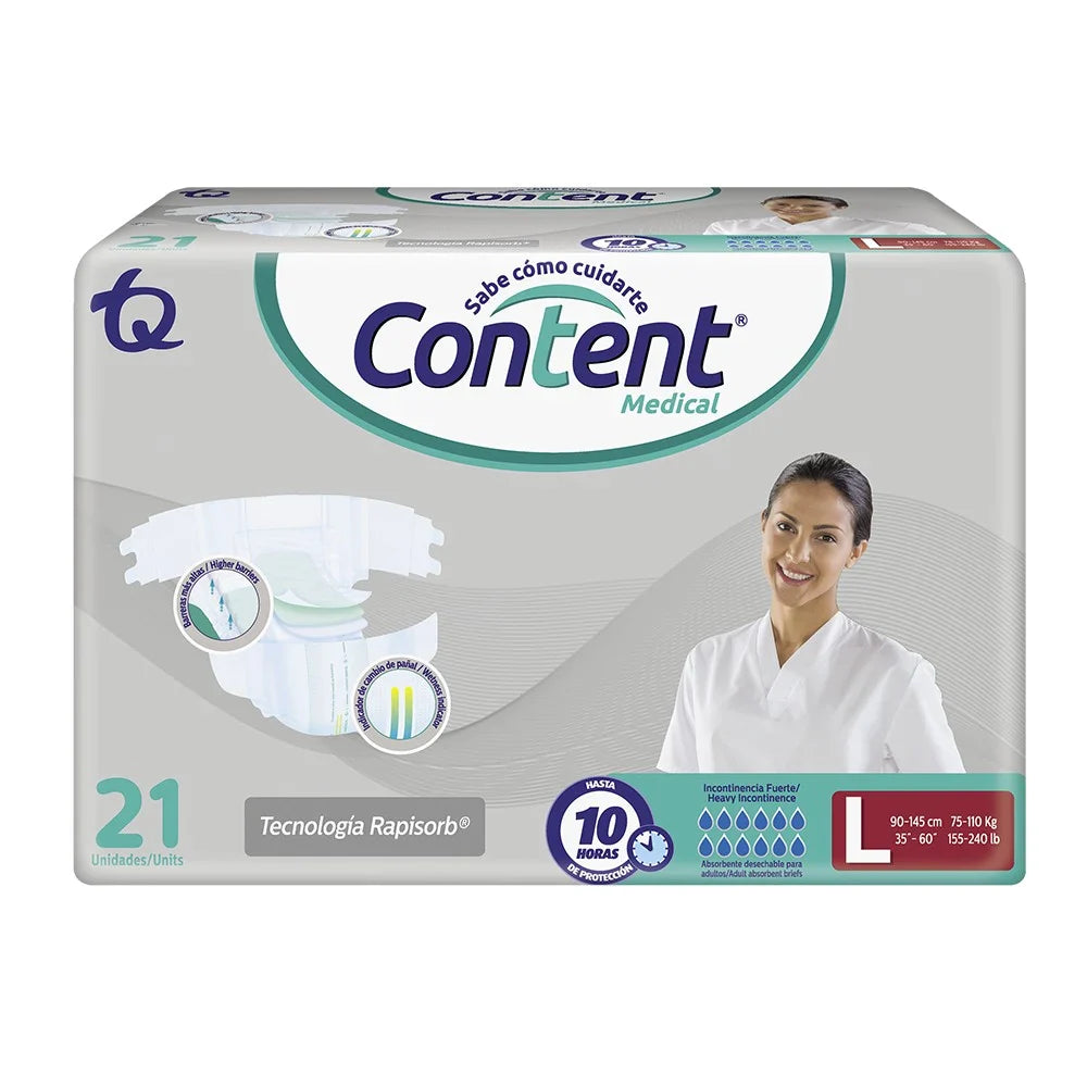 Pañal Content Medical Adulto Talla L 21 Unidades