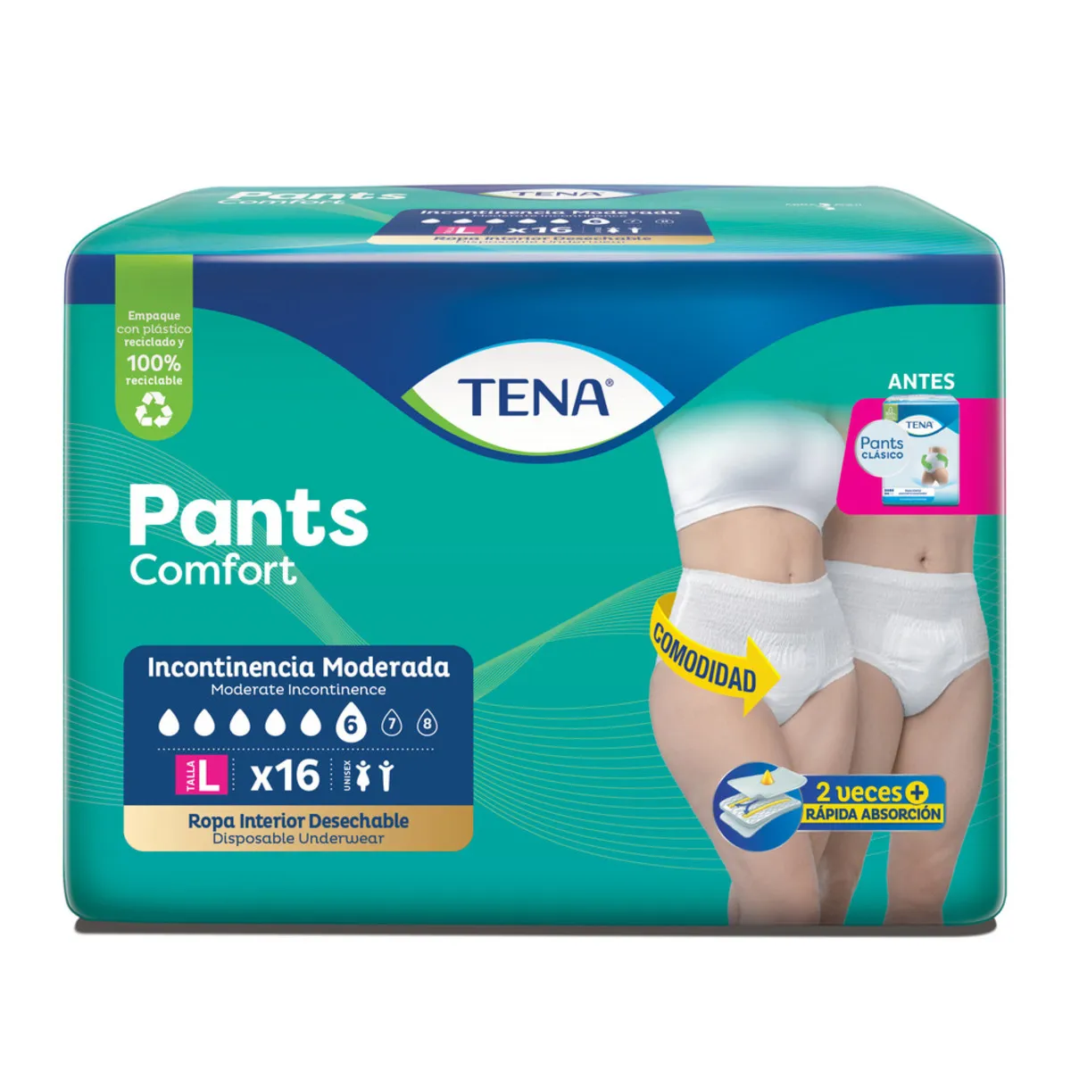 Pañal Tena Pants Comfort Talla L x 16 Unidades