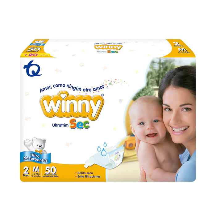 Pañal Winny Etapa 2 Ultratrim Sec 50 Unidades + Toallitas Humedas Oferta