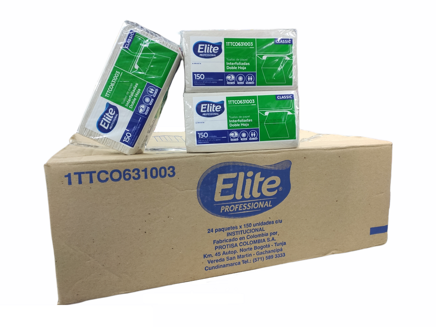 Toalla Para Manos Elite Caja 24 Paquetes De 150 Hojas Natural