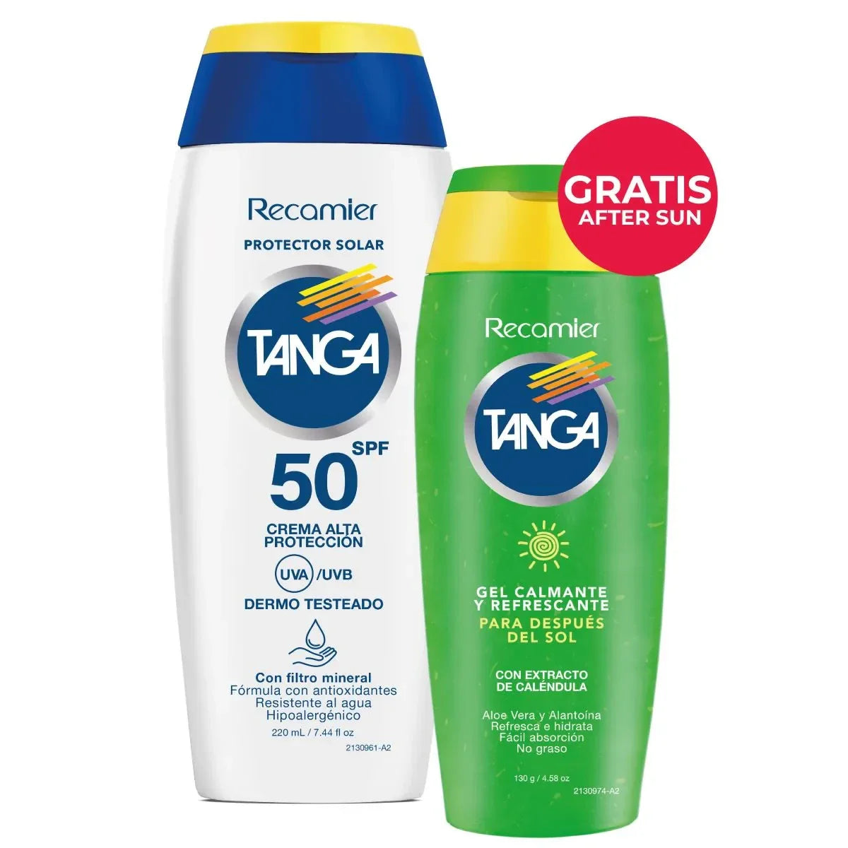 Protector Solar Tanga SPF 50 220 ml + Gel Refrescante 130 ml Oferta