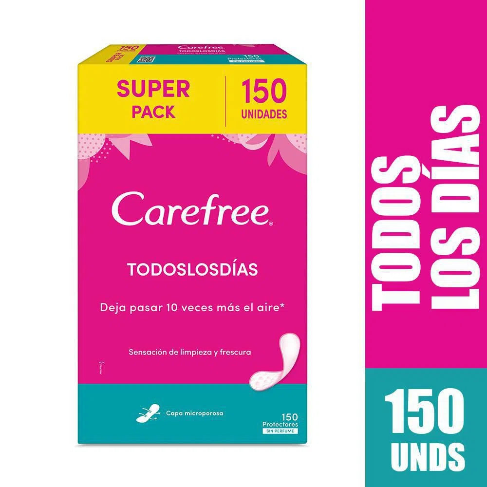 Protectores Carefree Todos Los Dias sin Perfume 150 Unidades