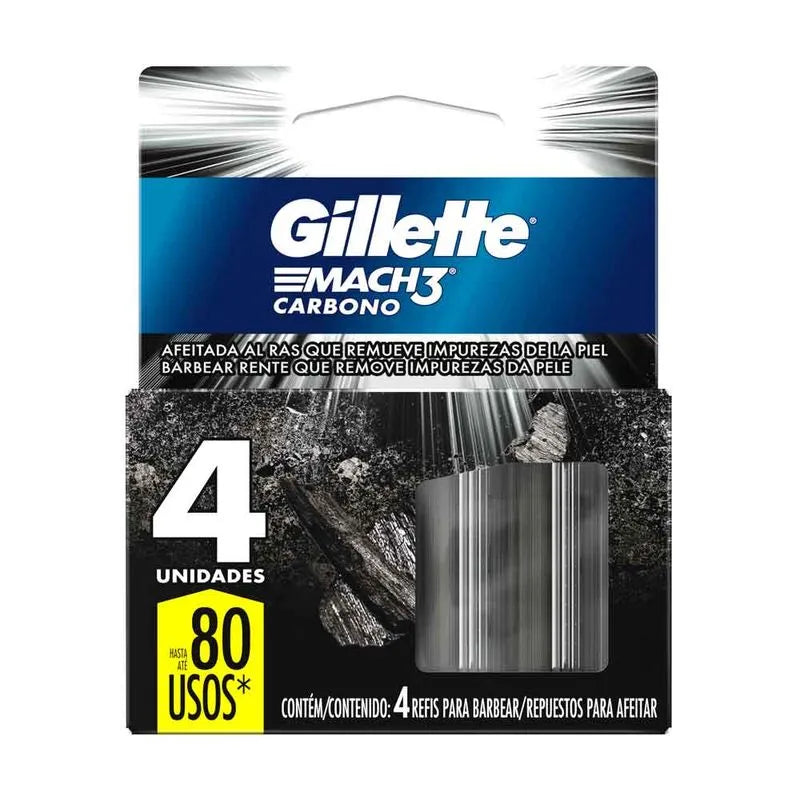 Repuesto Maquina De Afeitar Gillette Mach 3 Carbon 4 Unidades