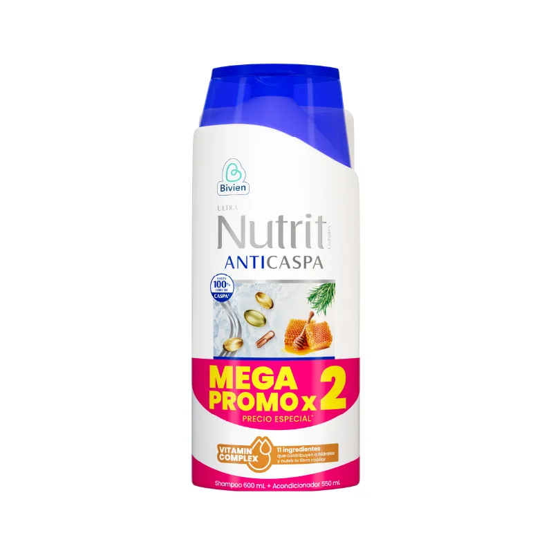 Shampoo Ultra Nutrit 600 ml + Acondicionador 550 ml Anticaspa Oferta