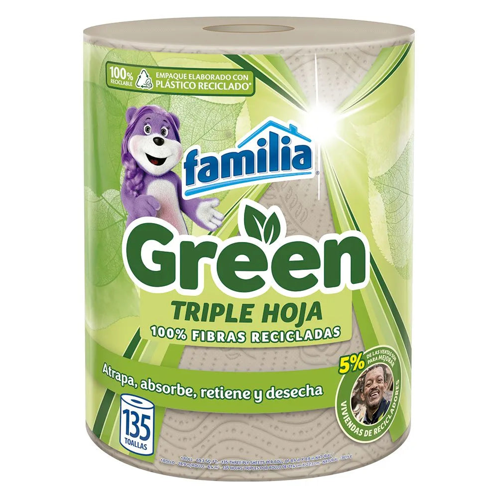 Toalla De Cocina Familia 135 Hojas Green Natural