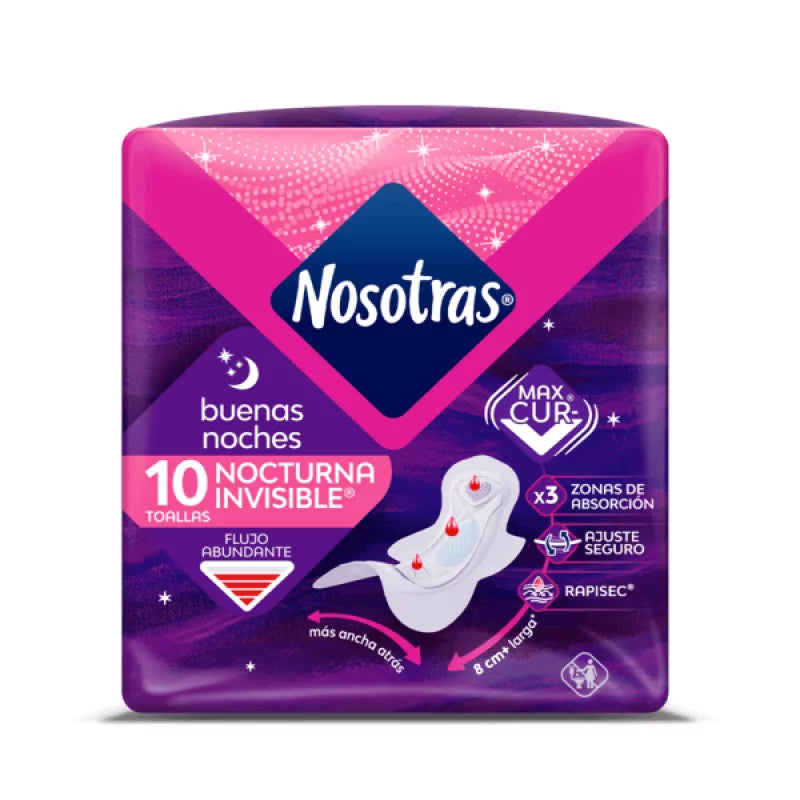 Toallas Higienicas Nosotras Buenas Noches Nocturna 10 Unidades