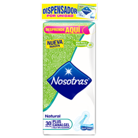 Toallas Higienicas Nosotras Plus Canalgel 30 Unidades