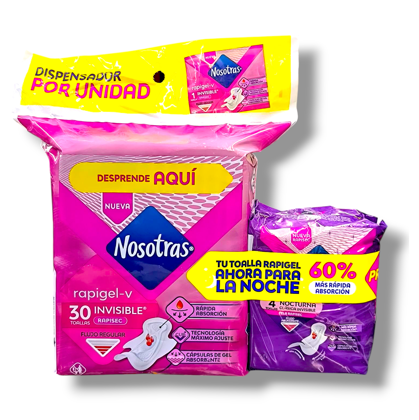 Toallas Higienicas Nosotras Rapigel 30 Unidades + 4 Toalla Nocturna Oferta