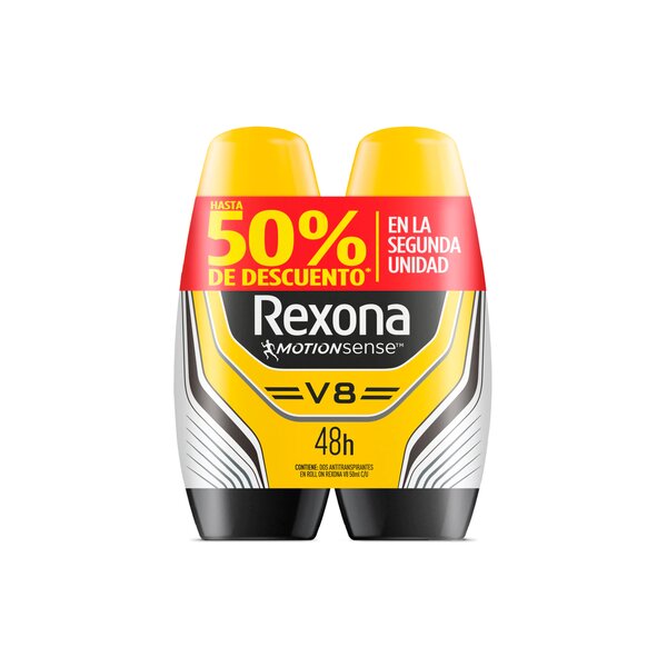 Desodorante Rexona Roll On Hombre 50 ml 2 Unidades V8 Oferta