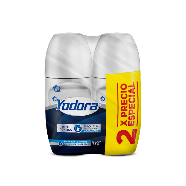 Desodorante Yodora Roll On Hombre 53 gr 2 Unidades Total Control