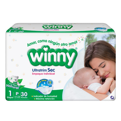 Pañal Winny Etapa 1 Ultratrim Sec 30 Unidades + Toallitas Humendas Oferta