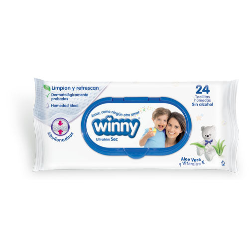 Toallitas Humedas Winny Aloe y Vitamina E 24 Unidades