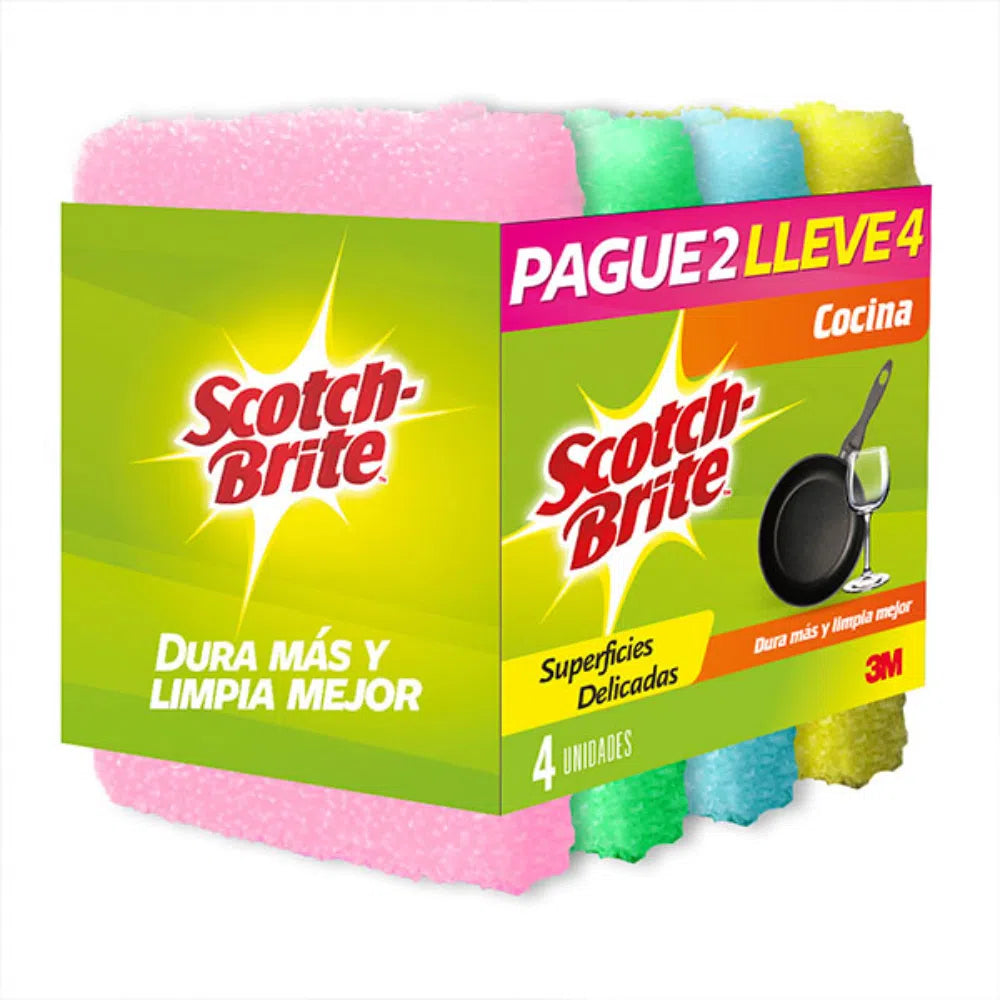 Esponja Scotch Brite Superficies Delicadas x 4 Oferta