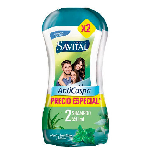 Shampoo Savital 550ml x2 Anti caspa