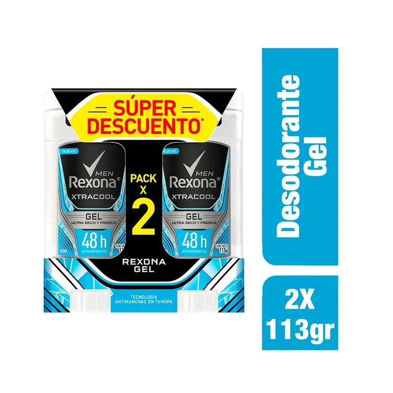 Desodorante Rexona Men Gel 113 gr Xtracool 2 Unidades Oferta