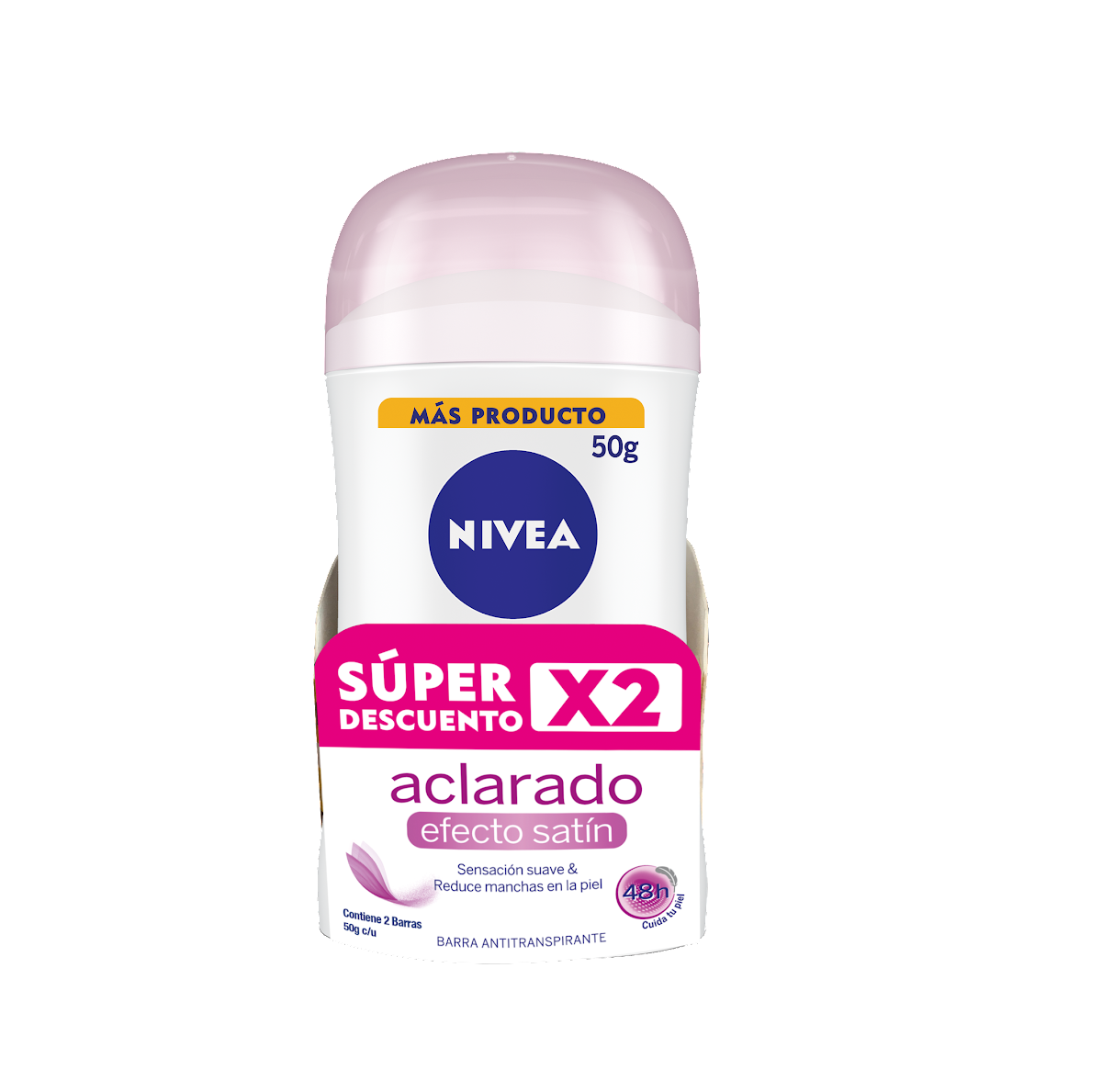 Desodorante Nivea Barra 50 gr Aclarado Efecto Satin 2 Unidades Oferta