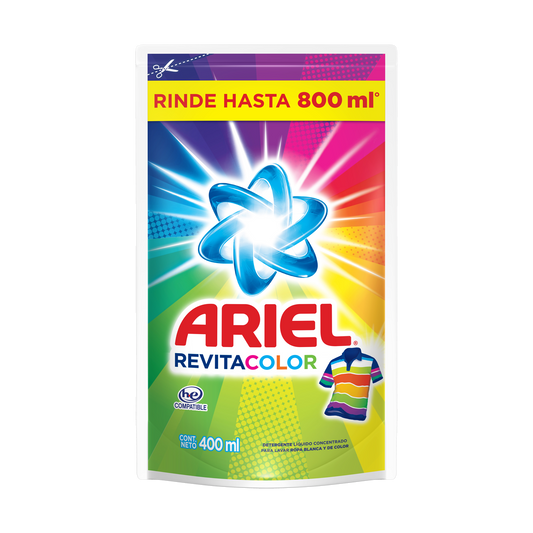 Detergente Liquido Ariel 400 ml Doypack Revita Color