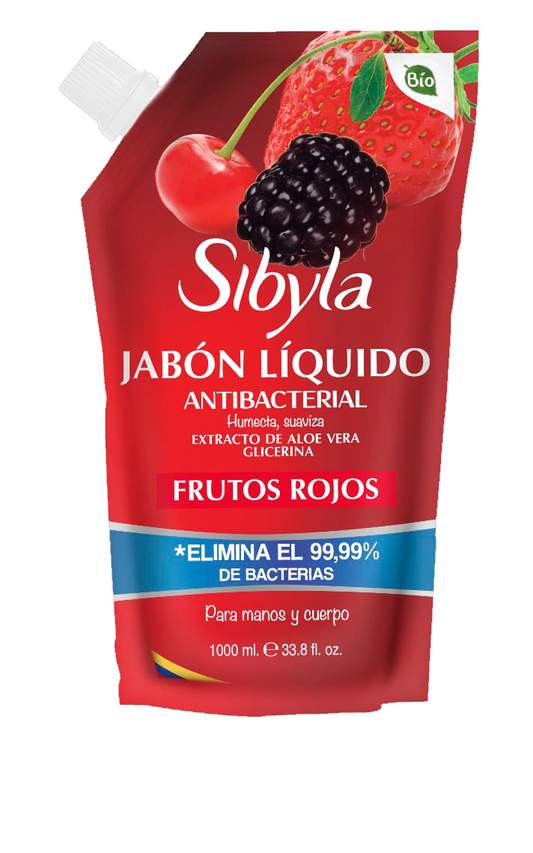 Jabon Manos LIquido Sibyla 1000 ml Doypack Frutos Rojos