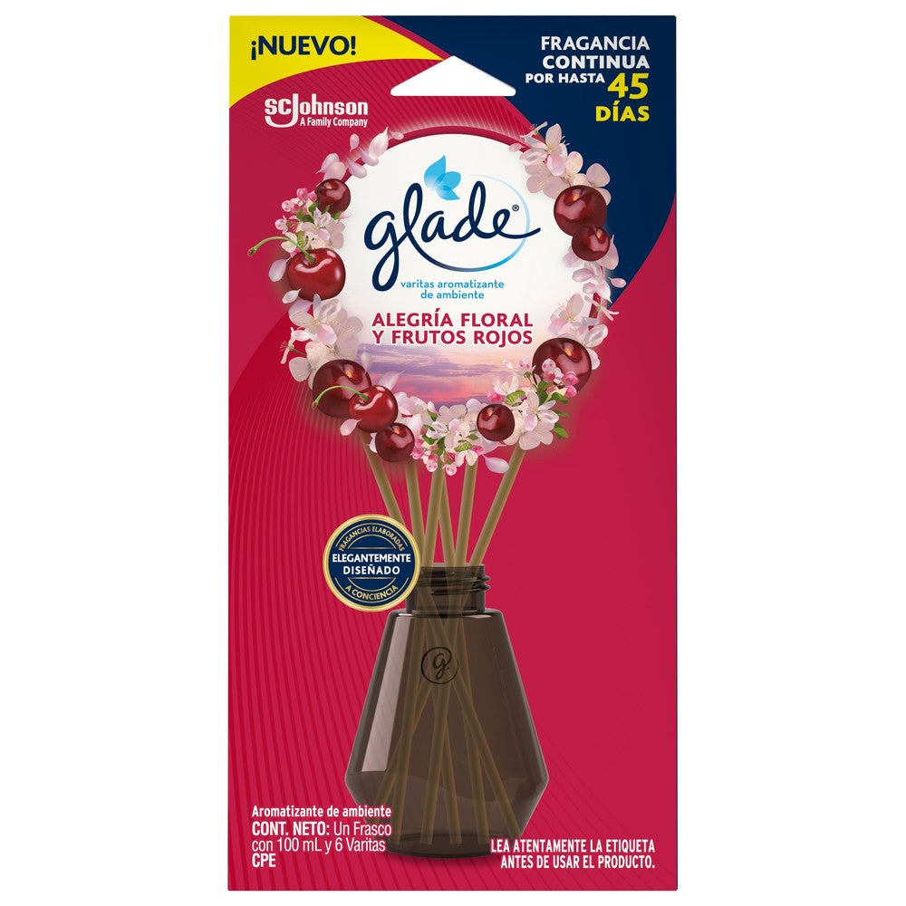 Ambientador Glade Varitas 100 ml Alegria Floral Y Frutos Rojos